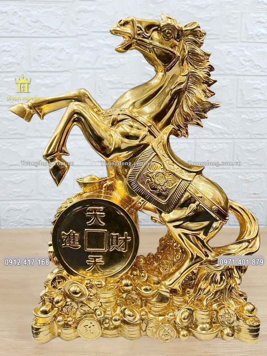 Tượng Con Ngựa Phong Thủy Chiêu Tài Tiến Bảo Dát Vàng 24K