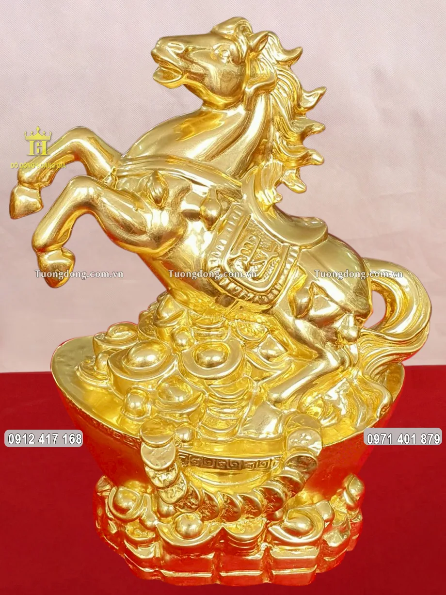 Tượng Ngựa Phú Quý Mạ Vàng 24K Cao 20Cm