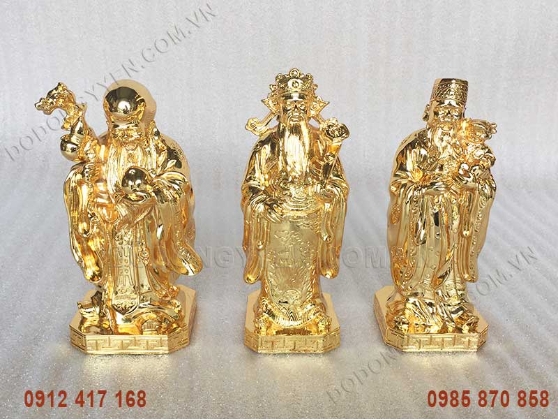  Bộ tượng Tam Đa Phúc Lộc Thọ bằng đồng vàng dát vàng theo yêu cầu 