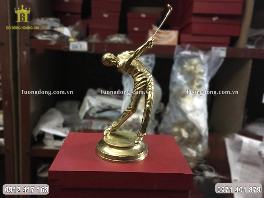 Tượng Người Đánh Golf Bằng Đồng Nguyên Chất Cao 21Cm