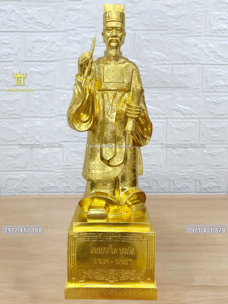 Tượng Nguyễn Trãi Bằng Đồng Dát Vàng 9999