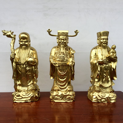 Bộ tượng 3 ông Tam Đa Phúc Lộc Thọ đồng vàng 55cm đẳng cấp - TĐ041
