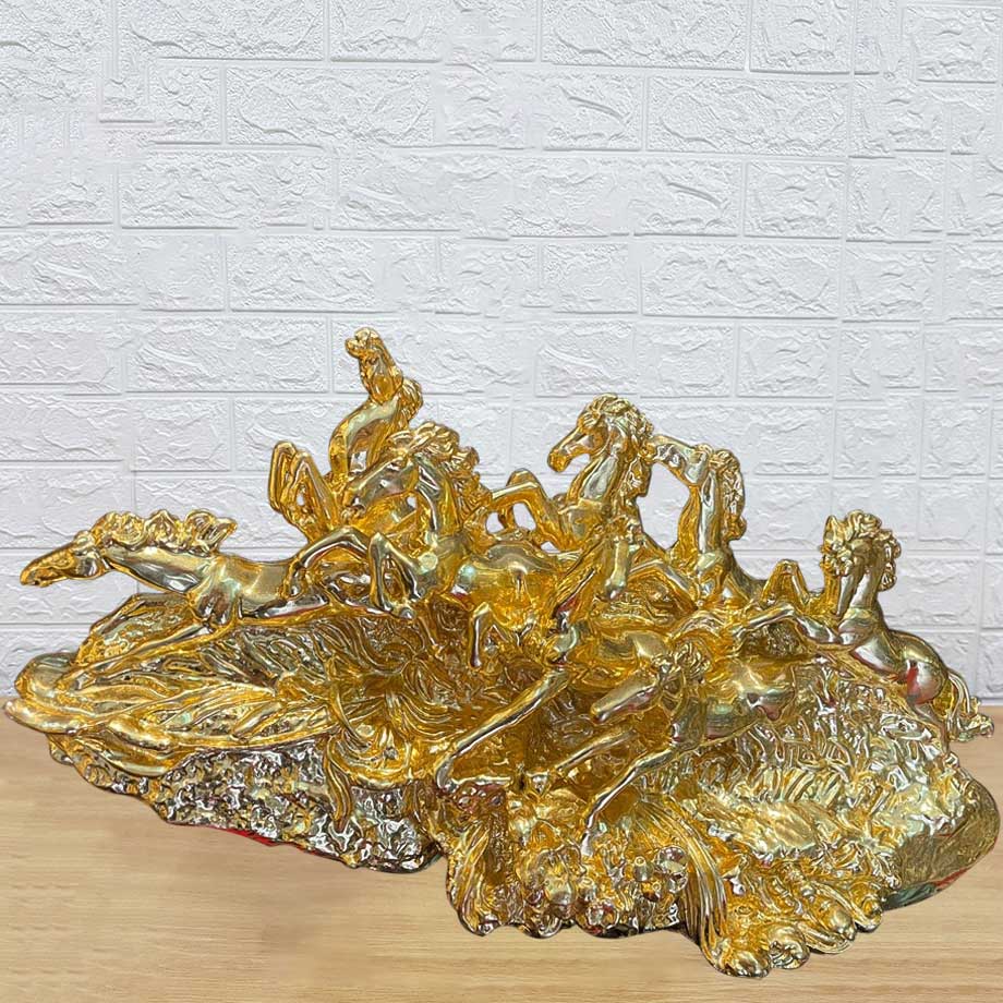 Tượng Bát Mã Phi Thiên Bằng Đồng Dát Vàng 24K