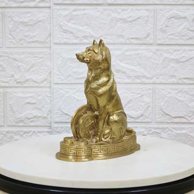 Tượng chó tài lộc bằng đồng vàng nguyên chất hàng tinh xảo - TĐ150