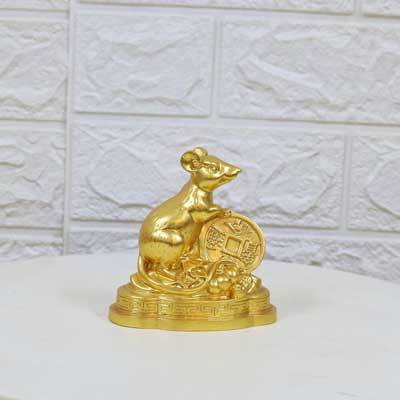 Tượng chuột phong thủy bằng đồng dát vàng 24K tuyệt đẹp - TĐ118