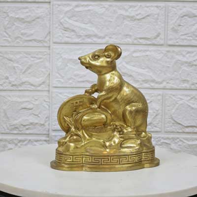 Pho tượng chuột phong thủy bằng đồng vàng nguyên chất - TĐ148