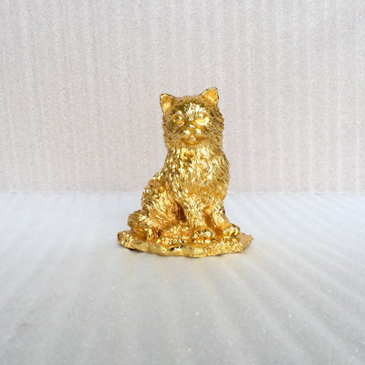 Tượng đồng con Mèo mạ vàng 24k cao 15cm - TĐ025
