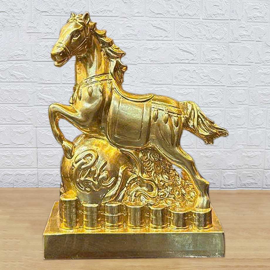 Tượng Đồng Kim Mã Bảo Phúc Mạ Vàng 24K