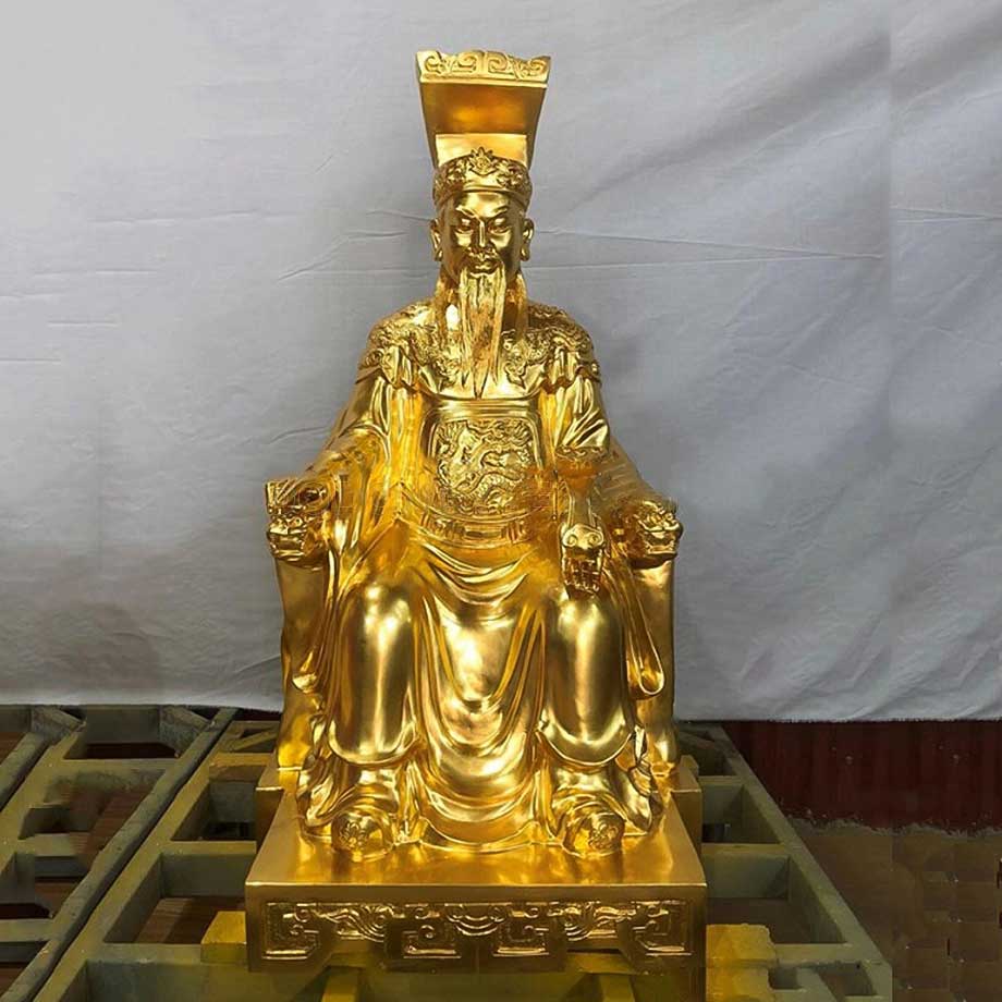 Tượng Đồng Ngọc Hoàng Thượng Đế Dát Vàng 9999 Cao 60Cm