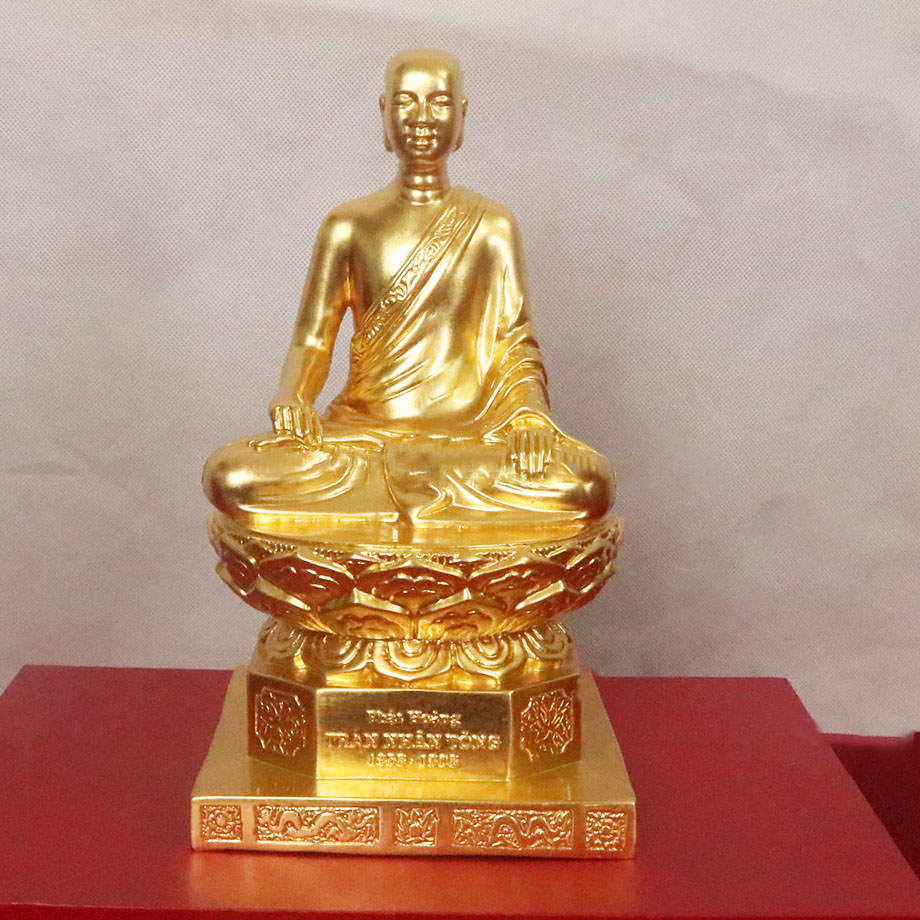 Tượng Đồng Phật Hoàng Trần Nhân Tông Dát Vàng 9999