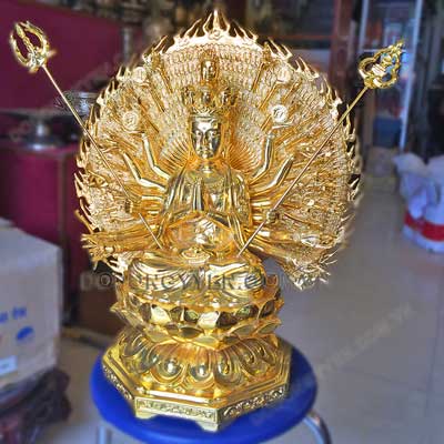 Tượng Đồng Phật Quan Âm Nghìn Mắt Nghìn Tay Mạ Vàng 24K  Tinh Xảo - TĐ169
