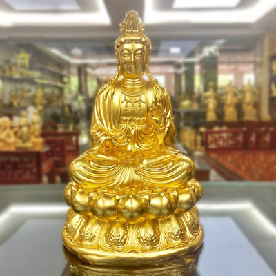 Tượng Đức Phật Thích Ca Mâu Ni Bằng Đồng Dát Vàng 24K Mẫu Đẹp - TĐ220