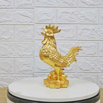 Tượng gà trống phong thủy bằng đồng dát vàng 24K cao cấp - TĐ134