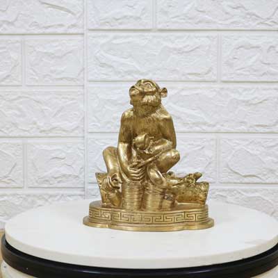 Linh vật tượng khỉ phong thủy bằng đồng vàng tinh xảo - TĐ153