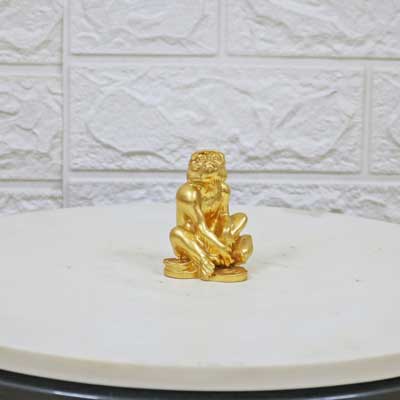 Tượng khỉ phong thủy bằng đồng vàng vàng 24K size mini - TĐ141