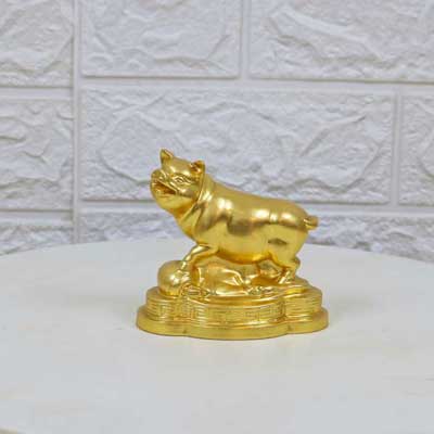Tượng lợn phong thủy bằng đồng dát vàng cỡ nhỏ - TĐ114