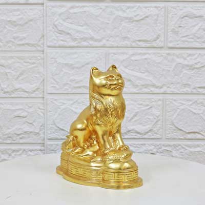 Tượng mèo tài lộc bằng đồng dát vàng 24K cao cấp - TĐ126