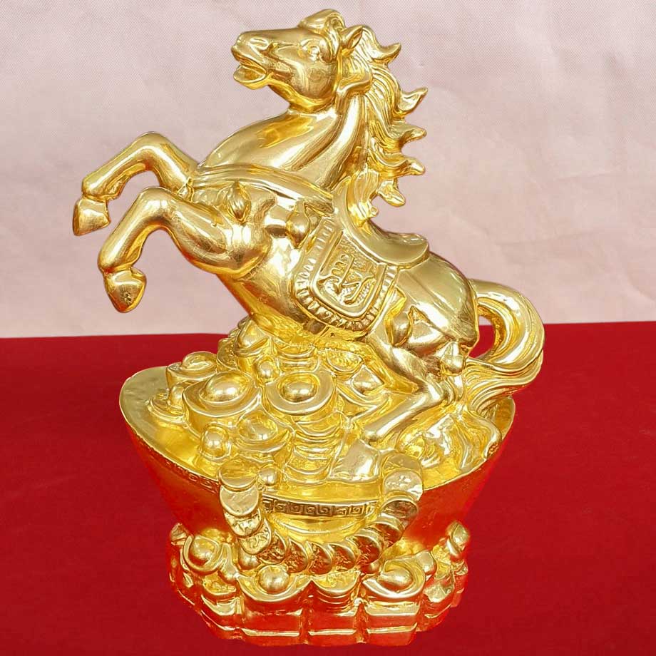 Tượng Ngựa Phú Quý Mạ Vàng 24K Cao 20Cm