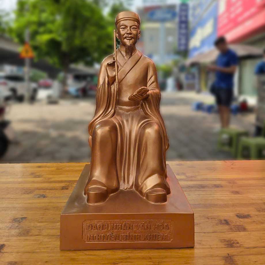 Tượng Nguyễn Bỉnh Khiêm Bằng Đồng Đỏ Cao 48Cm