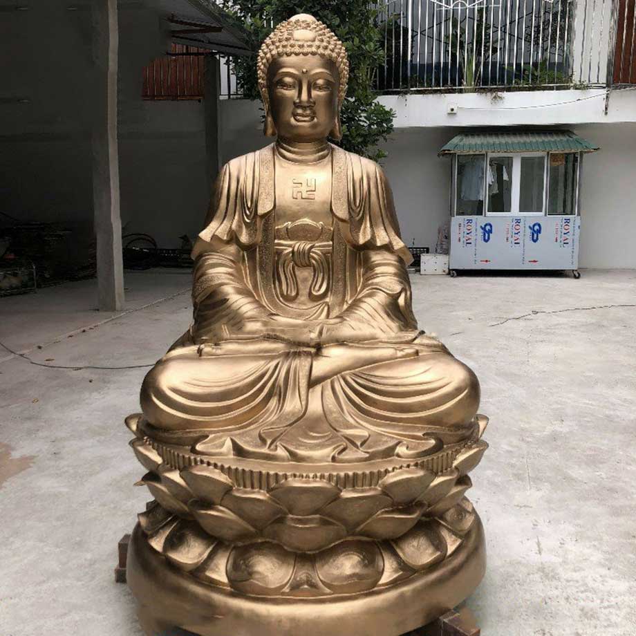 Tượng Phật A Di Đà Bằng Đồng Đỏ Cao 2M