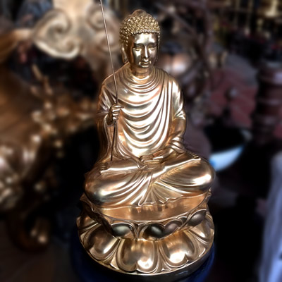 Tượng Phật đúc bằng đồng đỏ ngồi đài sen 60cm - TĐ033
