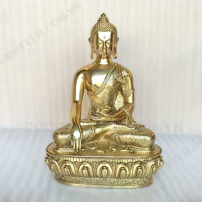 Tượng Phật Thích Ca Mâu Ni cao 35cm đồng vàng thanh khiết - TĐ097