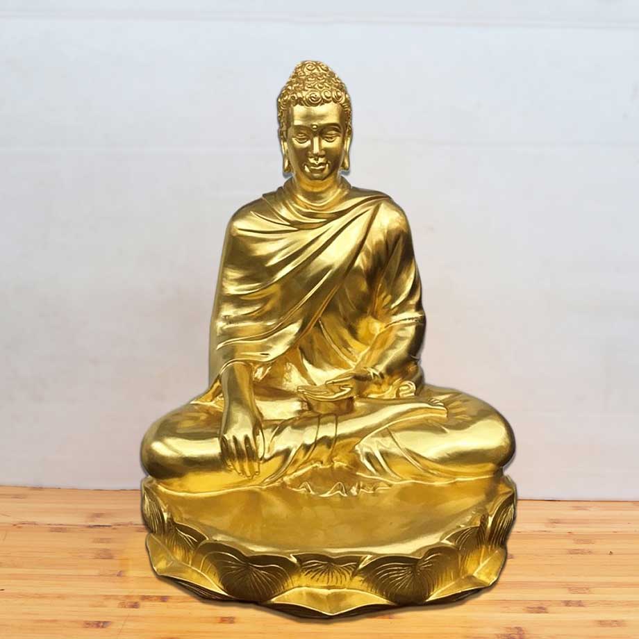 Tượng Phật Thích Ca Mâu Ni Bằng Đồng Dát Vàng 9999 61Cm