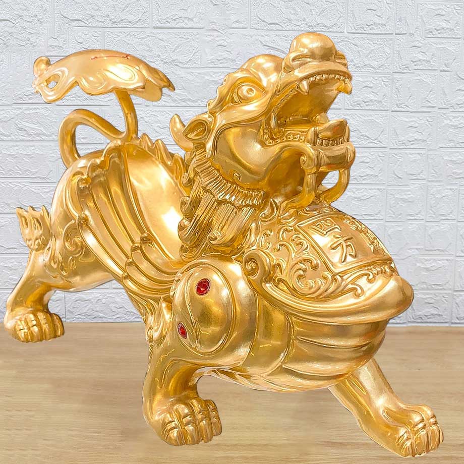 Tỳ Hưu Cánh Yếm Bằng Đồng Dát Vàng 9999
