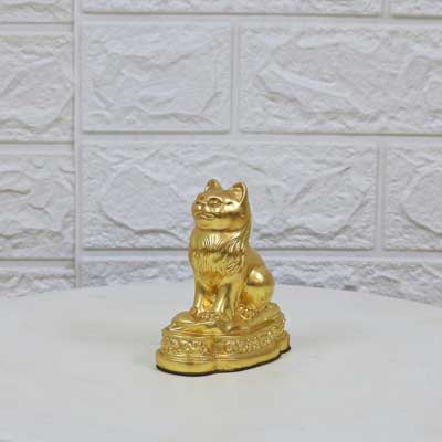 Tượng đồng mèo phong thủy dát vàng 24K cao cấp - TĐ117