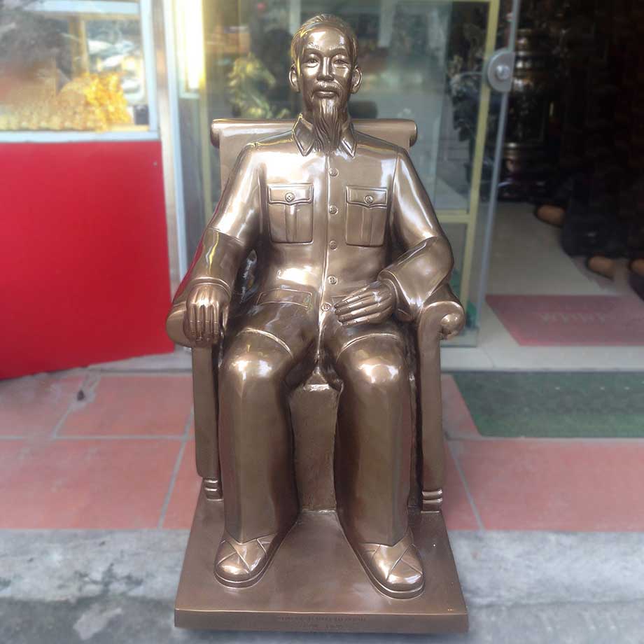 Tượng Bác Hồ Ngồi Ghế Bằng Đồng Đỏ Cao 1M