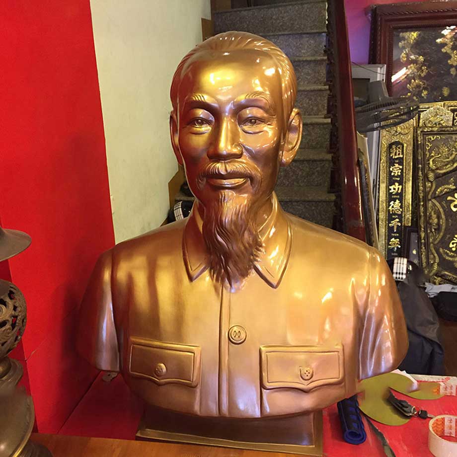 Tượng Chân Dung Bác Hồ Bằng Đồng Đỏ Cao 81Cm