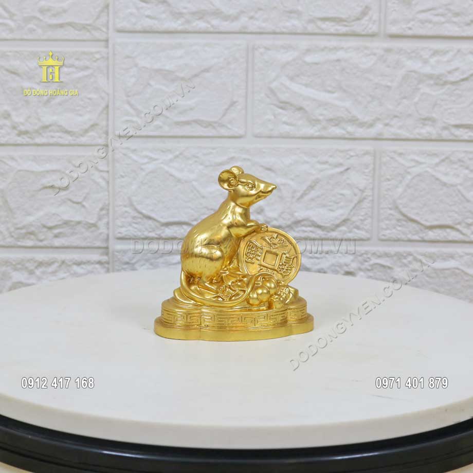 Tượng chuột phong thủy bằng đồng dát vàng 24K tuyệt đẹp - TĐ118