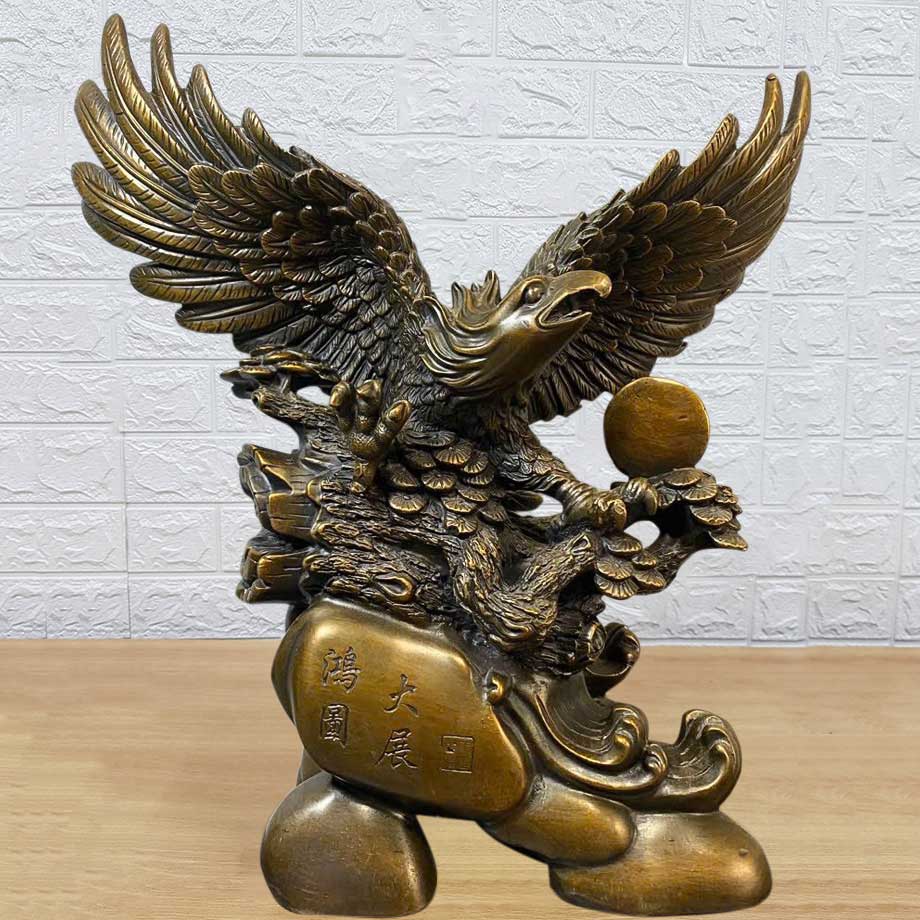 Tượng Đại Bàng Tung Cánh Bằng Đồng Hun Nâu