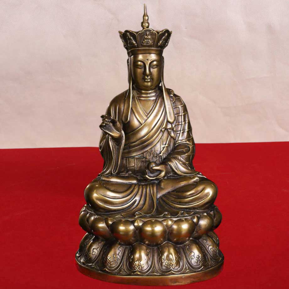 Tượng Địa Tạng Vương Bồ Tát Bằng Đồng Vàng Hun Giả Cổ