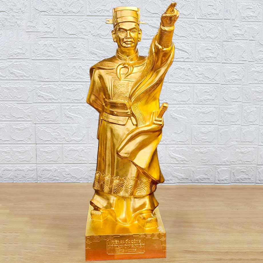 Tượng Đồng Lý Thường Kiệt Đứng Chỉ Tay Dát Vàng 9999
