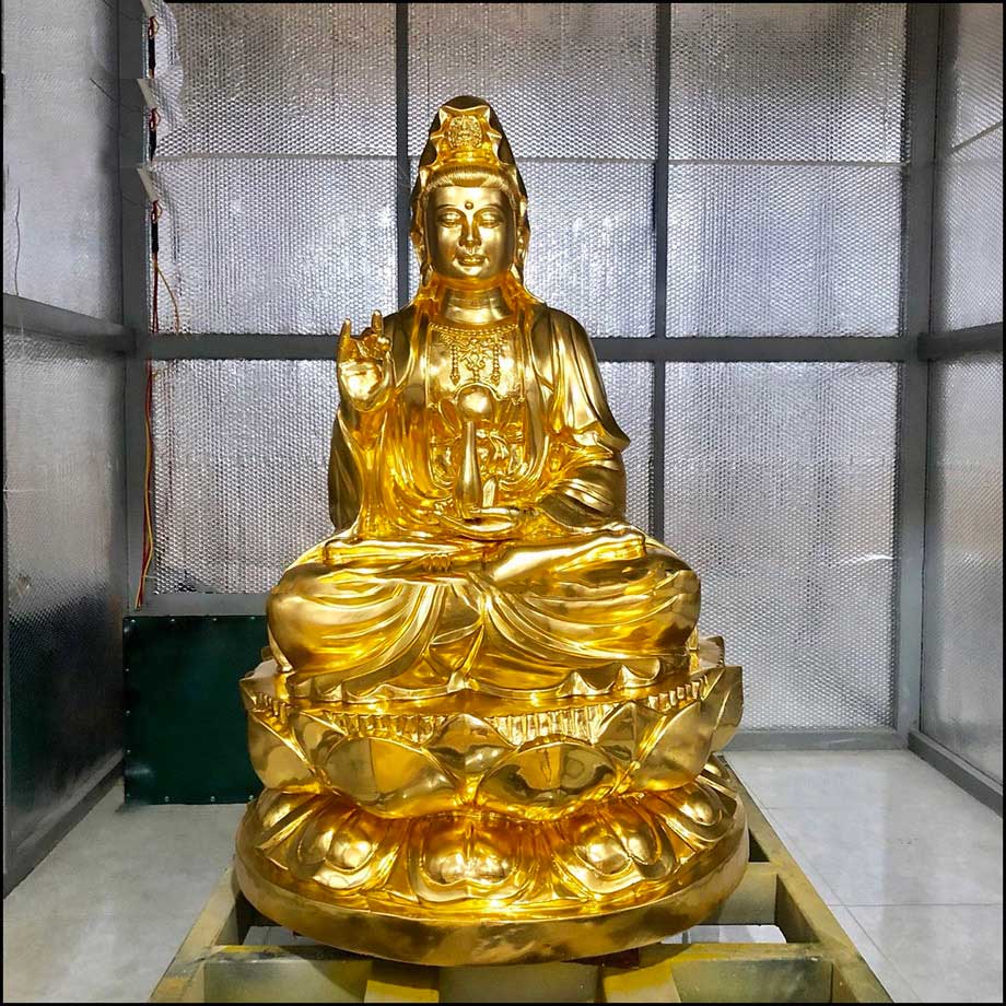 Tượng Đồng Phật Bà Quan Thế Âm Bồ Tát Dát Vàng 9999
