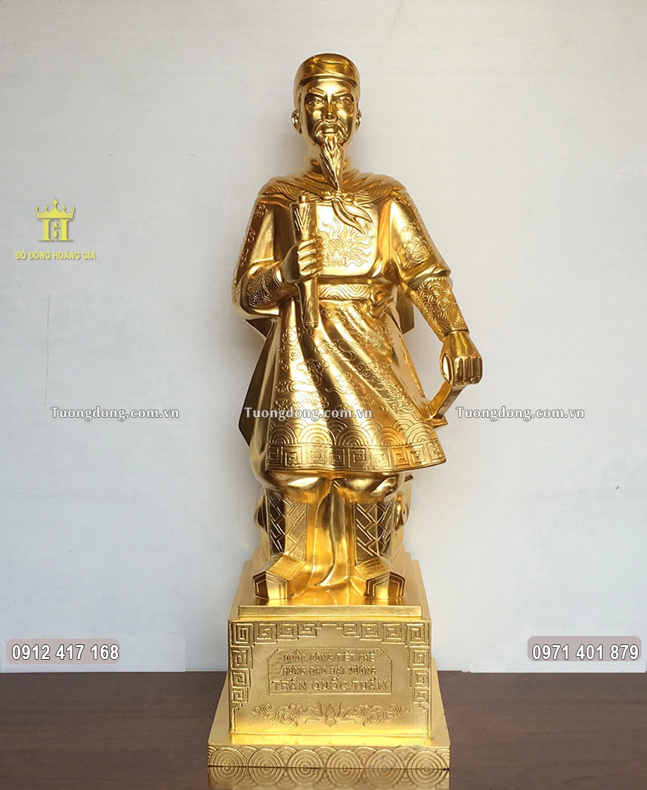 Tượng Trần Quốc Tuấn Thếp Vàng 9999 Cao 81Cm