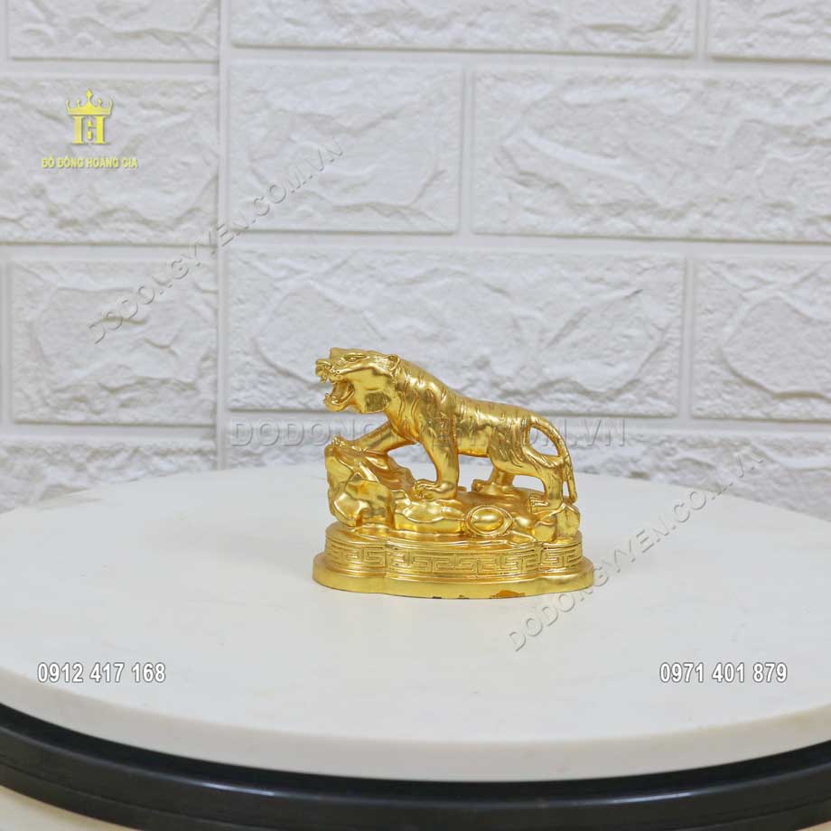Tượng hổ phong thủy bằng đồng dát vàng 24K tuyệt đẹp - TĐ119