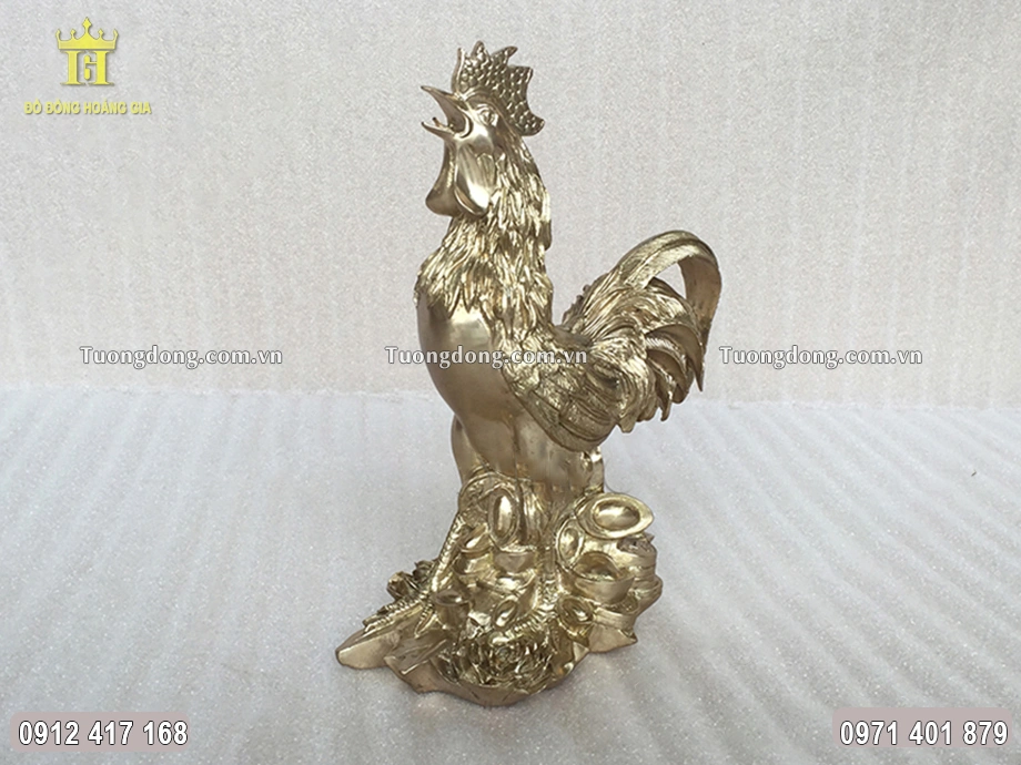 Con Gà Bằng Đồng Nguyên Chất Cao 21Cm