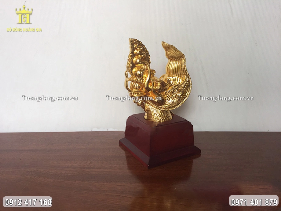 Đầu Rồng Thời Lý Bằng Đồng Dát Vàng 9999