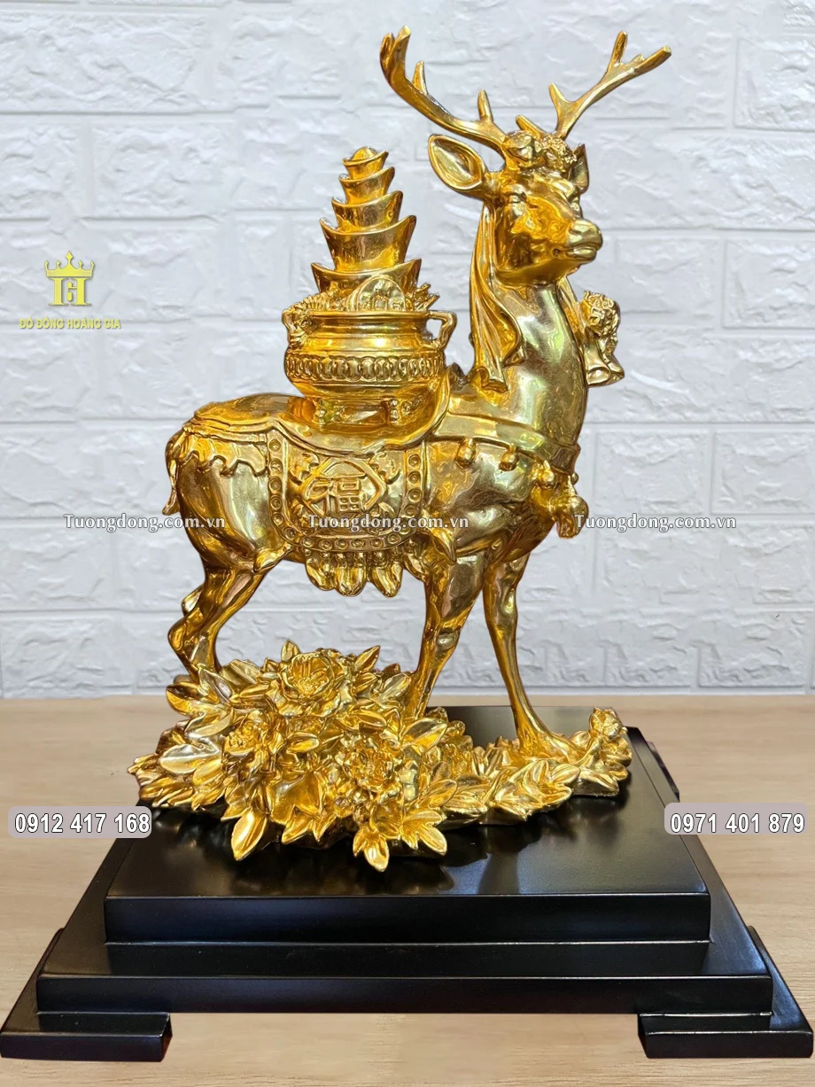 Lộc Thần - Tượng Hươu Tài Lộc Bằng Đồng Dát Vàng 24K
