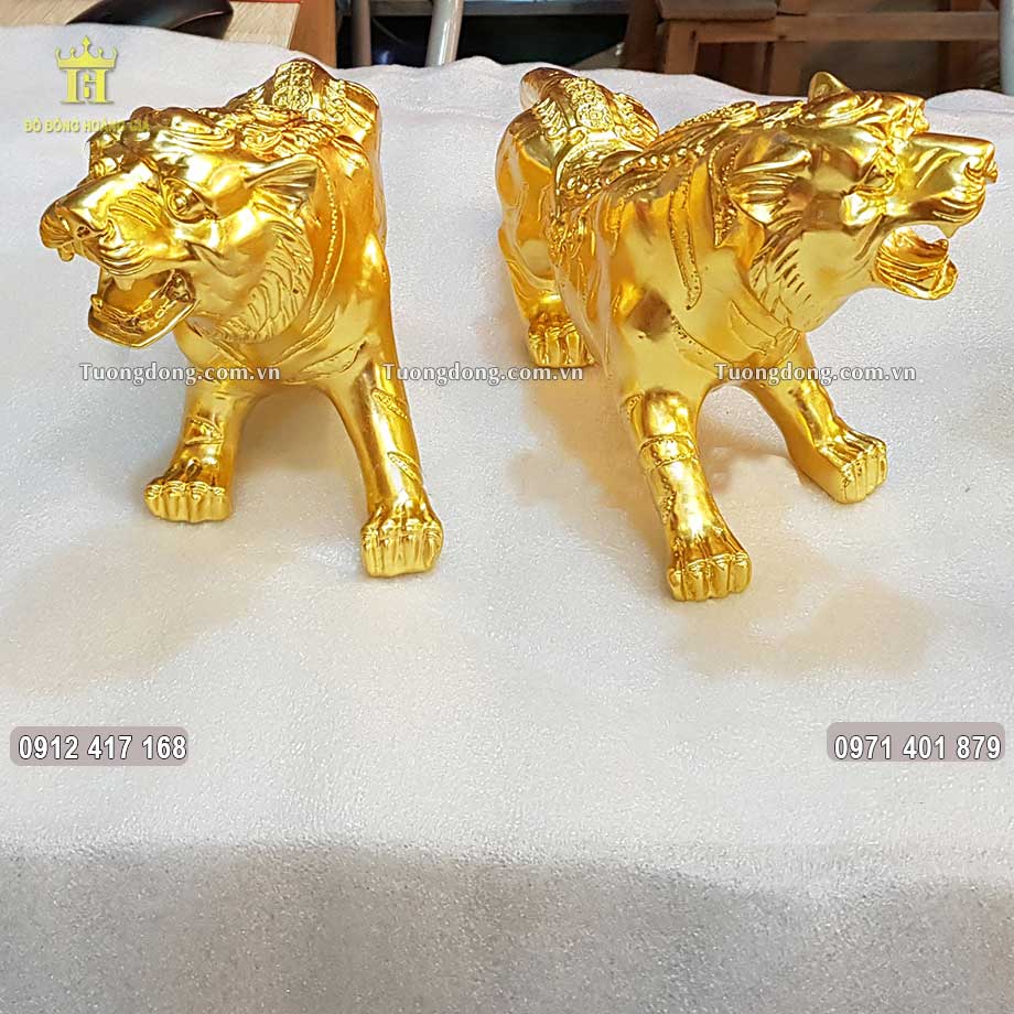 Tượng Đồng Linh Vật Hổ Dát Vàng 9999 Cao 15Cm | Tượng Đồng Hoàng Gia