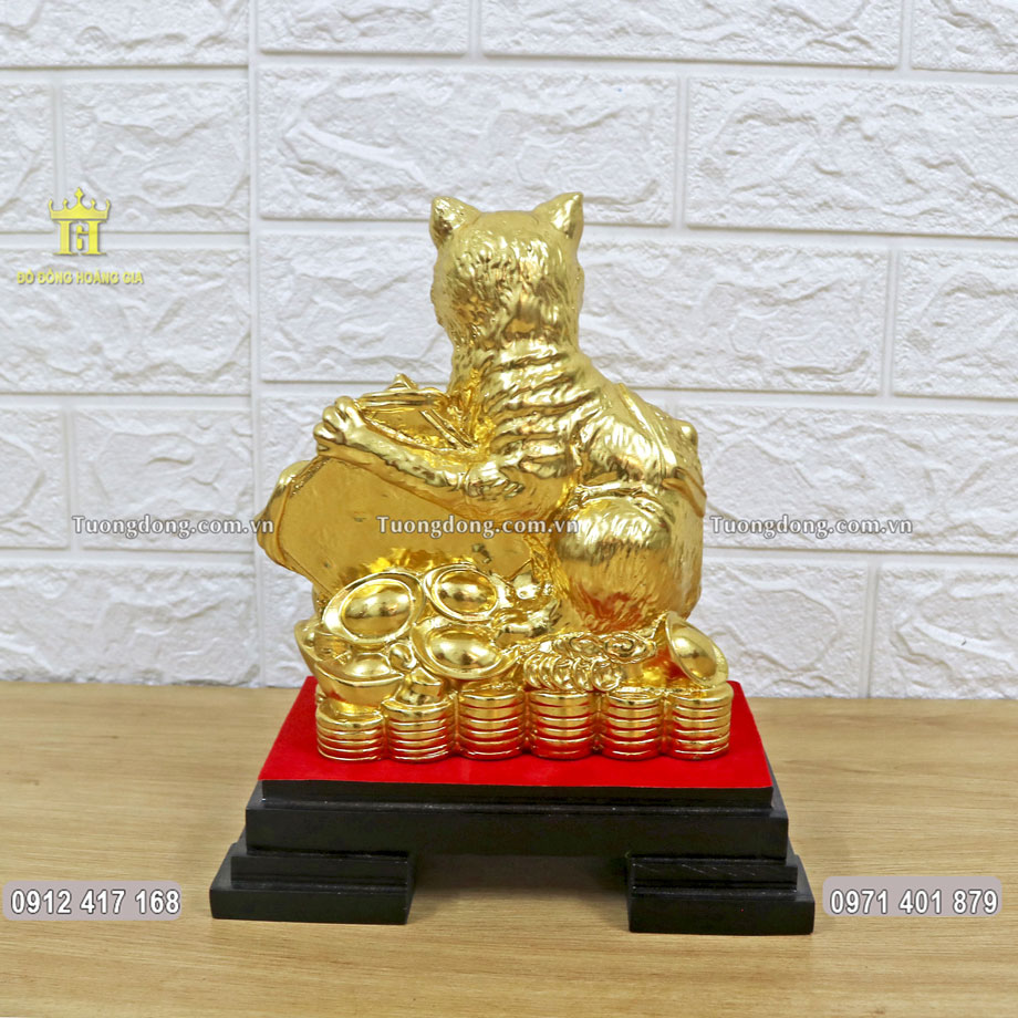 Tượng đồng Hoàng Gia nhận chế tác tượng mèo phong thủy mạ vàng 24K theo yêu cầu