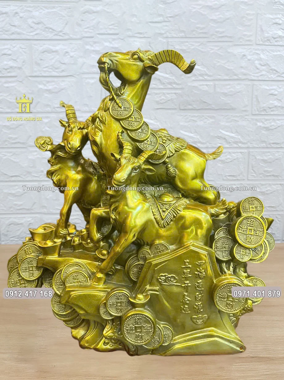Tượng Tam Dương Khai Thái Bằng Đồng - Chiêu Tài Khai Vận