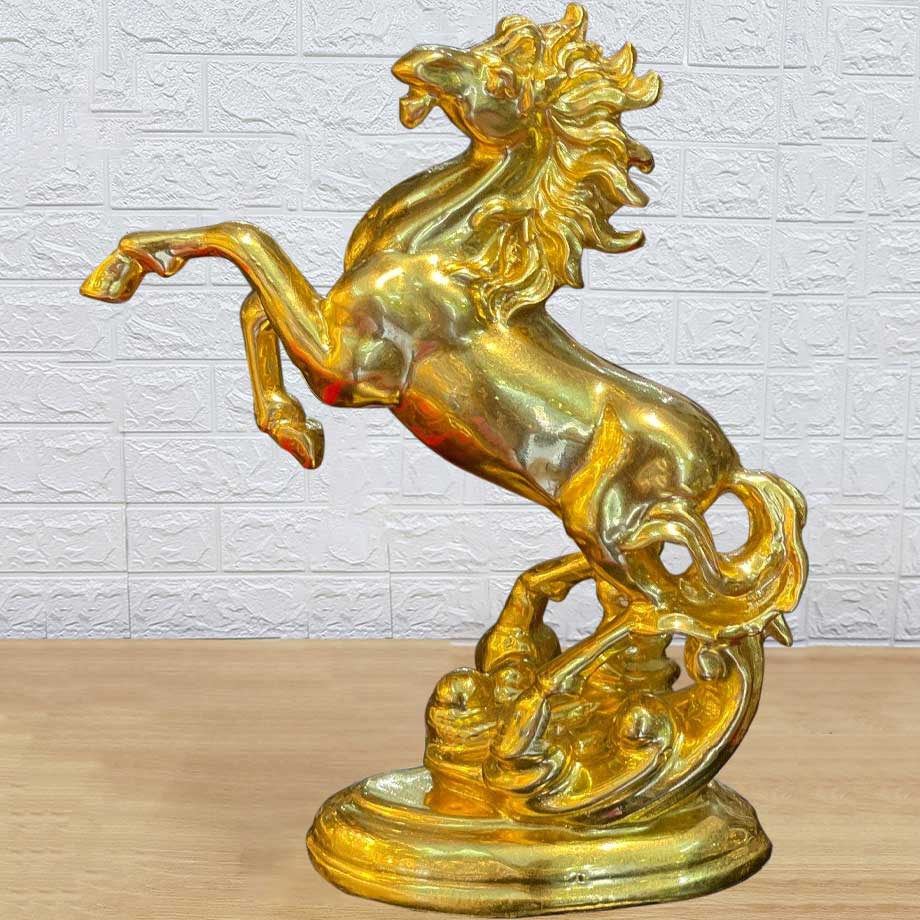 Tượng Ngựa Phong Thủy Tung Vó Mạ Vàng 24K