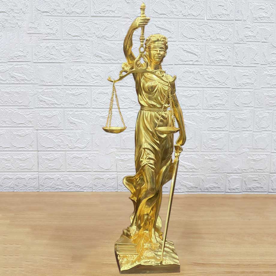 Tượng Nữ Thần Công Lý Bằng Đồng Dát Vàng 24K