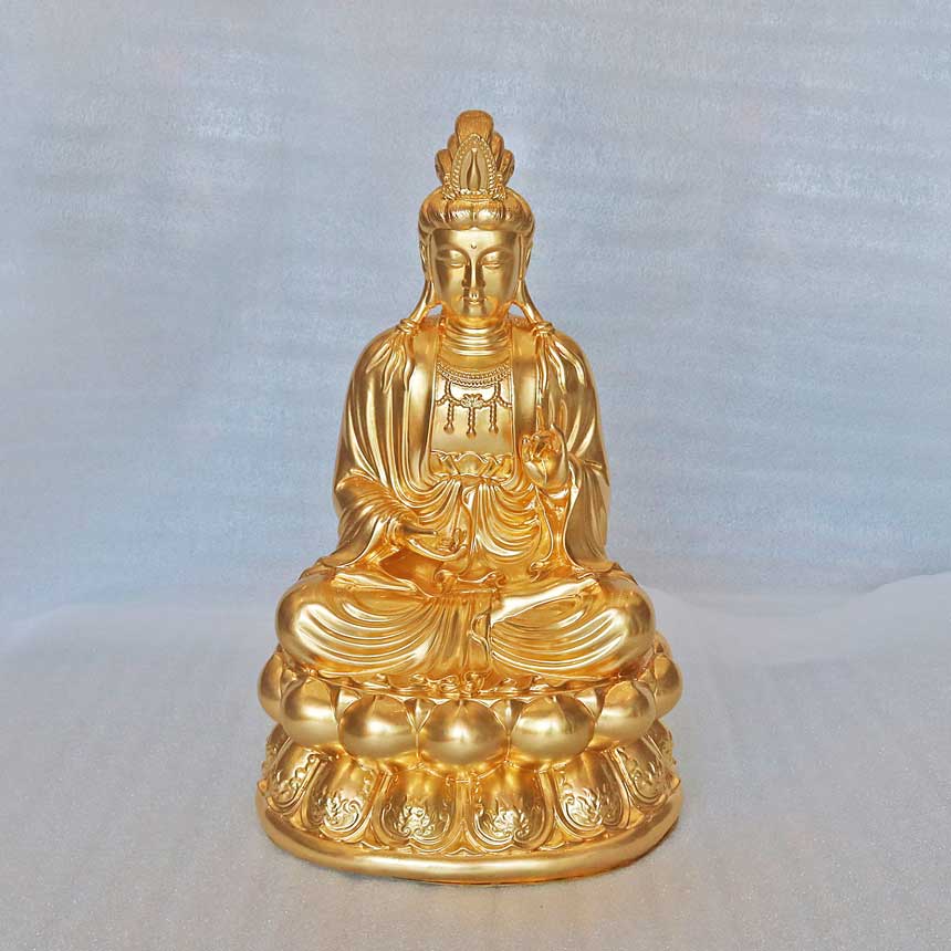 Tượng Phật Bà Quan Âm Ngồi Mạ Vàng Tuyệt Đẹp - TĐ072
