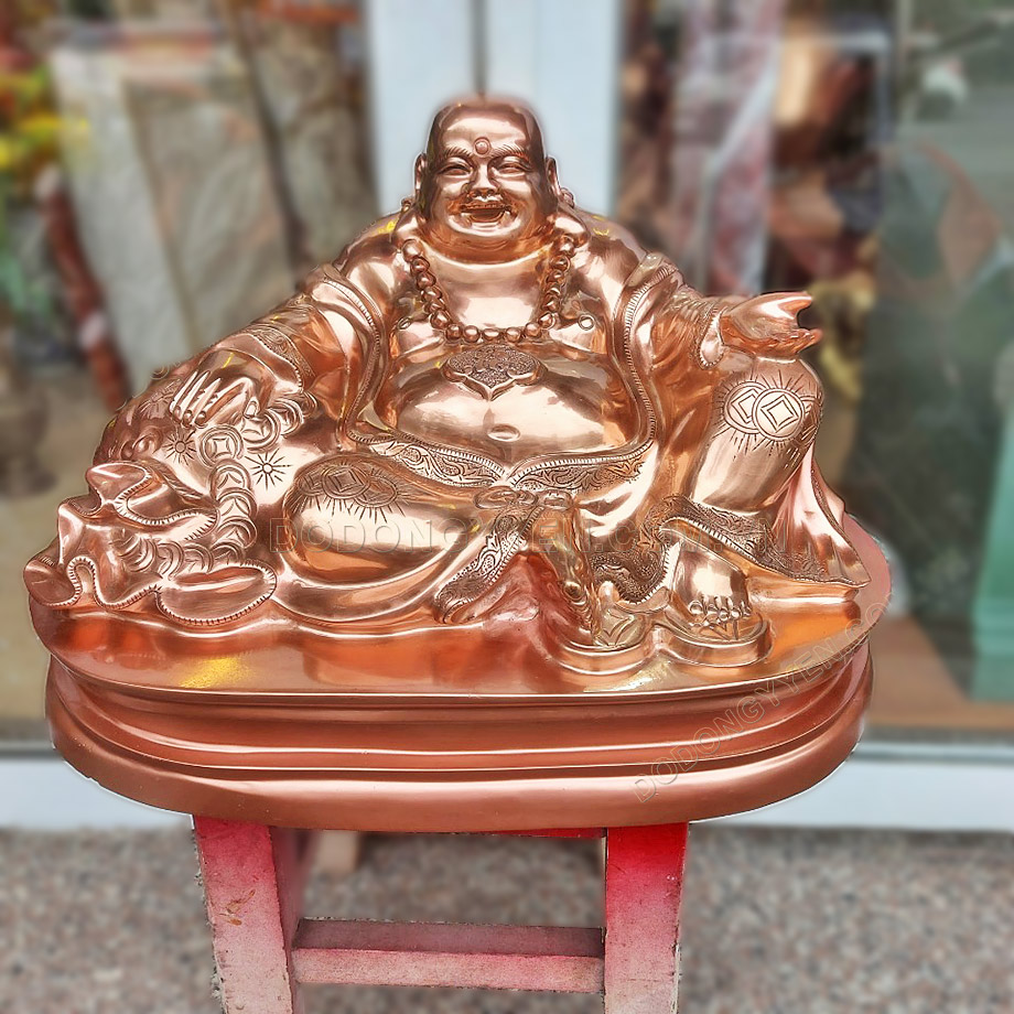 Tượng Phật Di Lặc Ngồi Bằng Đồng Đỏ Đúc Thủ Công Tinh Xảo - TĐ212
