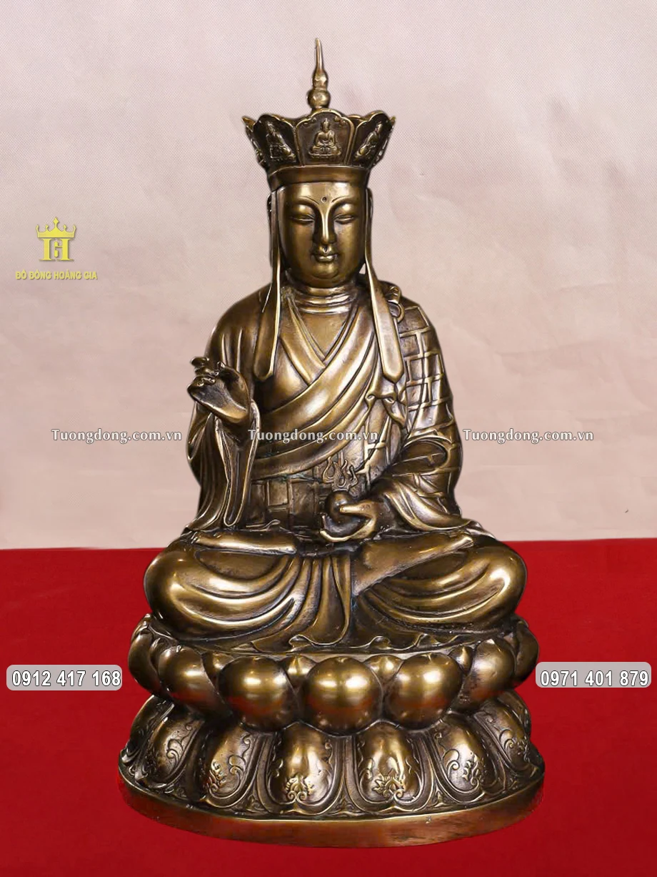 Tượng Địa Tạng Vương Bồ Tát Bằng Đồng Vàng Hun Giả Cổ