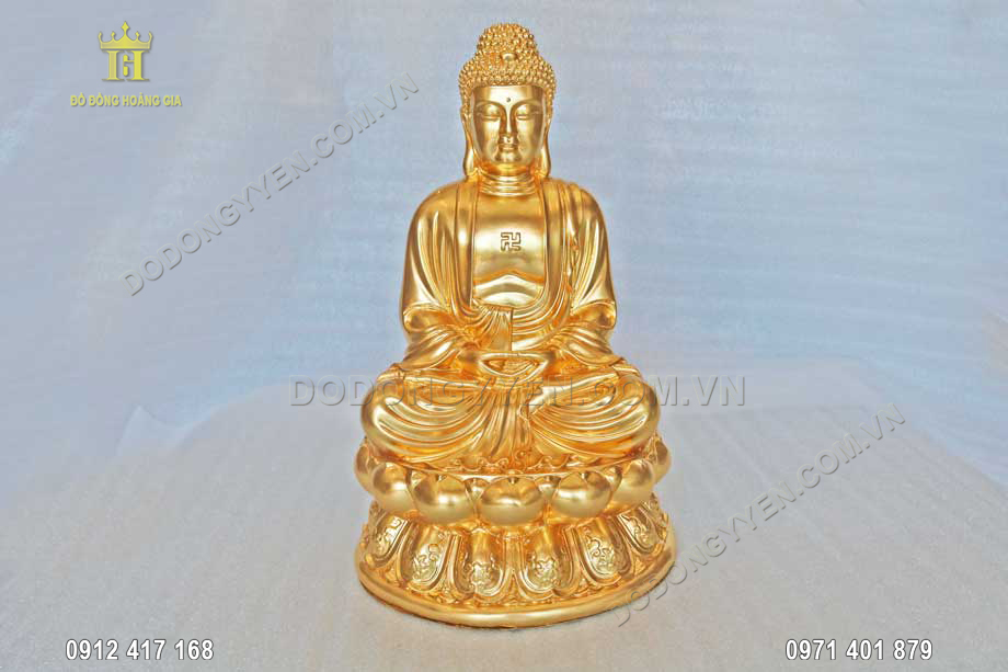 Bức tượng Phật A Di Đà bằng đồng dát vàng 9999 tuyệt đẹp 